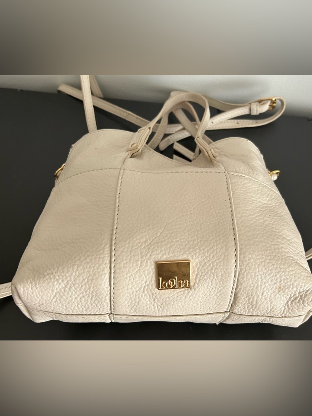 Kooba Cream Pebbled Leather shoulder bag Crossbody Bag boho satchel Purse - Picture 9 of 12